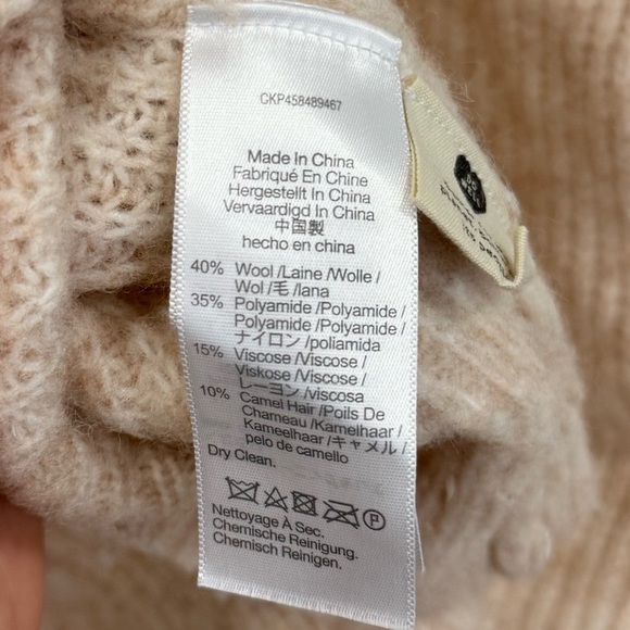 Madewell Belfiore Ribbed Pullover Sweater Women’s Size Large Tan Wool Blend - Picture 5 of 8